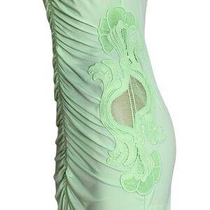 Self-Portrait Spearmint Jersey Gathered Midi Dress